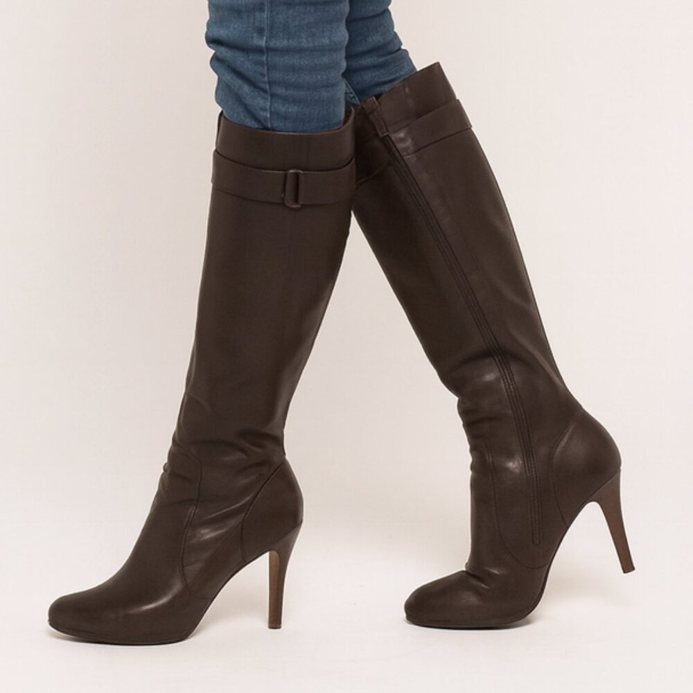 Leather Dark Brown Knee-High Women's Boots